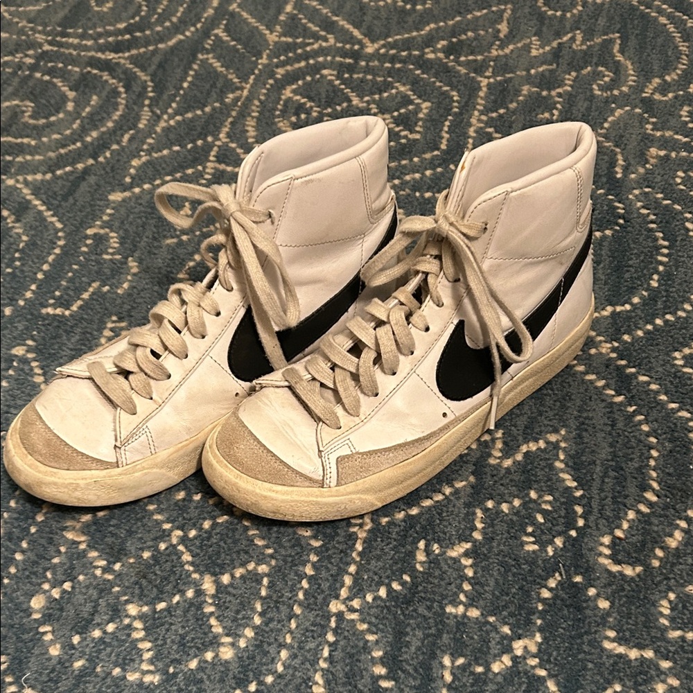 Nike White and Black High-Top Sneakers